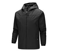 Duohropke Rain Jacket Men's Waterproof Windproof Raincoat Fashionable Colour Block Softshell Jacket Outdoor Drawstring Hiking Jacket Rip-Out Outwear Leisure Jacket Windbreaker for Cycling, gray, M