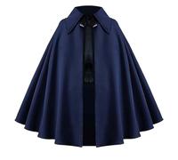 Duohropke Renaissance Cape Unisex Halloween Medieval Costume Cosplay Short Cape Victorian Gothic Coat Poncho Knitted Jumper Long Knitted Jacket Trench Coat Outwear LARP Fancy Dress, dark blue, One