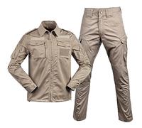 Duohropke Tactical Shirt Military Shirt and Trousers Airsoft Men's Long Sleeve BDU Combat Camouflage Camo Combat T-Shirt for Tactical Paintball Uniform Army, khaki, M