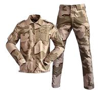 Duohropke Tactical Shirt Military Shirt and Trousers Airsoft Men's Long Sleeve BDU Combat Camouflage Camo Combat T-Shirt for Tactical Paintball Uniform Army, beige, XXL
