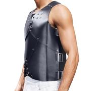 Duohropke Tank Top Men's Medieval Faux Leather Chest Armour Retro Mercenary Knight Archer Body Armour Adjustable Armor for Halloween LARP Costume Carnival Cosplay Party