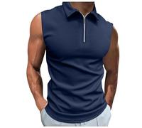Duohropke Tank Tops for Men Lapel Sleeveless Polo Shirt Fashion Colour Contrast Colour Matching Polo Shirt Business Tank Top with Zip Shirt Muscle Shirts Sleeveless Shirts T-Shirt, blue, 3XL