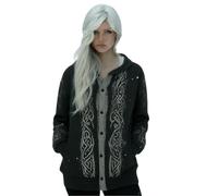 Duohropke Women's Cardigan with Hood Chunky Knit Oversize Viking Pullover 3D Digital Print Ghost Print Colourful Christmas Jumper Hoodie Warm Knitted Coat Sweatshirt Cosplay Costume