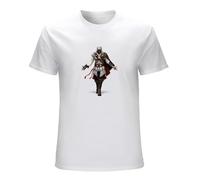 DUOJIMEI Men's Assassin's Creed 2 Menscotton Fashion Short Sleeve T-Shirt Size S White
