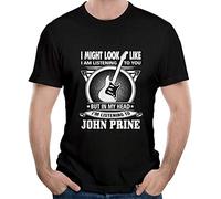 DUOJIMEI Men's John T-Shirts Prine T-Shirts Short Sleeve Size M Black