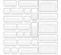 DUOJIN 25 Pcs Kitchen Drawer Organiser Clear Box 4 Size Desk Drawer Dividers Plastic Storage Trays for Makeup Bedroom Office Vanity Desk Stationary (Style B)