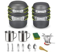 DUOJIN Camping Cookware Set With Stove for 1-2 People Outdoor Camping Cooking Set Portable Cooking Equipment Utensils for Camping Trekking Hiking Picnic BBQ Traveling