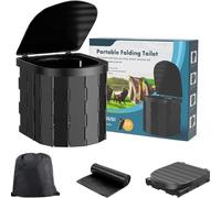 DUOJIN Camping Toilet, Portable Toilet for Adults & Kids, Folding Waterproof Porta Potty for Camping, Car, Bucket, Travel, Outdoor, Hiking, Trips, Boat, Beach, Tent (Black)