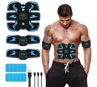 DUOJIN EMS Muscle Stimulator, ABS Trainer Muscle Stimulator, Electric Abdominal Muscle Toner 6 Modes & 19 Intensities with USB Rechargeable for Abdomen Arm Leg Men and Women