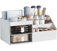 DUOJIN Makeup Organiser Cosmetic Storage Box with Drawers, Large Capacity Skincare Organiser for Lipsticks Beauty Skincare Jewellery, for Bathroom Dresser Bedroom (White)