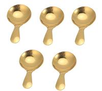 Duokon 5Pcs Short Spoon Stainless Steel Ice Cream Scoop Tea Dessert Spoon Cream Kitchen Utensils(Gold)
