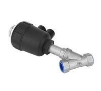 Duokon Angle Seat Valve, Air Actuated Threaded Stainless Steel for Steam | Pneumatic Piston, 360° Rotatable Gas Head, PTFE/FKM Seals, 50mm Bore, DN15/DN20, 180°C Max Temp