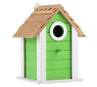 Duokon Bird House Wooden Bird Box Candlenut Parrots House 18 X 14 X 12 Cm Resting Space Decorative Garden Balcony Cage Accessory for Pet Birds Courtyard Use