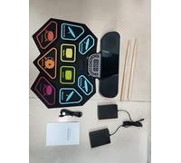 Duokon Electronic Drum Set Silicone Roll Up Drum Pad with Dual Speakers 9 Pads 8 Styles 10 Demo Songs USB MIDI BT for Beginners Kids Adults Home Practice (Black)