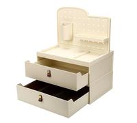 Duokon Makeup Organizer, Multifunctional Desktop Storage Box with 2 Drawers Pegboard for Cosmetics Skincare Brushes Jewelry 17.7 X 13.4 X 9.4in