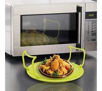 Duokon Multifunctional Plastic Microwave Oven Shelf Heating Layered Steaming Rack Cooking Tray Rack Foldable Food Tray Kitchen Tool(Green)