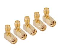 Duokon SMA Connector 5PCS Gold Plated Copper SMA Adapter 90 Degree Right Angle Male to Female RF Coaxial Connector for Microwave Equipment Digital Communication Systems