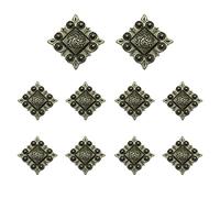 Duolai 10pcs Retro Pattern Carving Square Buttons Craft Purses Leather Decorative Accessories Conchos Snaps Metal Stud Screw Back Rivet DIY Shoes Bag Belt Product Supplies