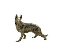 DUOLAIYUNSO Bronze Statues for Home Decor,Vintage German Shepherds Dog Statue Ornament Pure Brass Animal Miniature Figurine Living Room Desk Decoration 6.8x5.8x1cm