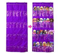 DUOLAM Hanging Over Door Toy Storage Organizer (24 Pockets), Compatible with LOL Omg Dolls Barbie Dolls Surprise Doll (Toys Not Included), Deeppink (57.5''x22'')