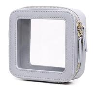 Duolan Clear Makeup Bag, Clear Travel Case, Portable Transparent Cosmetic Bag, Clear Makeup Bag with Zipper for Women, Gray, MINI-1, Small Makeup Bag