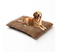 DUOLEH Dog Crate Bed Extra Large, Orthopedic Dog Sofa Beds, Calming Pet Mat with Anti-Slip Bottom, Washable Rectangle Pet Cushion, Warm Mattress for Puppy Crate (100x70x10cm,Khaki)