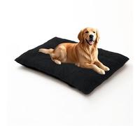 DUOLEH Dog Crate Bed Extra Large, Orthopedic Dog Sofa Beds, Calming Pet Mat with Anti-Slip Bottom, Washable Rectangle Pet Cushion, Warm Mattress for Puppy Crate (100x70x10cm,Black)
