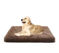 DUOLEH Large Dog Crate Mattress Mat, Washable Rectangular Pet Pillow Bed Anti-Anxiety, Fluffy Warm Dog Sofa Bed, Non-Slip Pet Puppy Mat with Removable Cover (50x40x5cm,Khaki)
