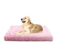 DUOLEH Large Dog Crate Mattress Mat, Washable Rectangular Pet Pillow Bed Anti-Anxiety, Fluffy Warm Dog Sofa Bed, Non-Slip Pet Puppy Mat with Removable Cover (50x40x5cm,Pink)