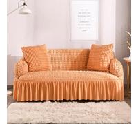 DUOLEH Stretch Sofa Cover Loveseat Sofa Protector, Washable 1-Piece Sofa Slipcovers for 1/2/3/4/5 Seats, Non Slip Furniture Protector Couch Covers for Living Room (4 Seater,Orange)