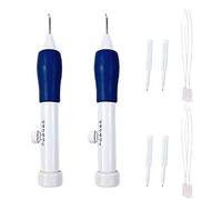Duoleleen 2 Sets Punch Needle Kits Magic Embroidery Pen Kits Embroidery Punch Stitching Tool Sets for Clothes Curtains Pillow Cases Insoles Wallets Towels