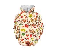 DUOLIFU Men Novelty Thanksgiving Graphic Hoodie Trendy Casual Funny Print Pullover Hooded Sweatshirt, Cute Squirrel, Small