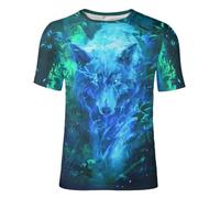 DUOLIFU Unisex 3D Printed Cool Vikings Tattoo Norse Mythology Blouse T-Shirt Tops, Jungle Glow Wolf, Medium