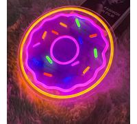 DUOLIYBC Donut Neon Sign, Cute LED Neon Light for Wall Decor, USB Powered Dimmable Food Sign, 13.38" × 13.38"