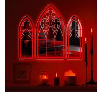 DUOLIYBC Gothic Neon Sign, Medieval Goth LED Mirror Sign Set, Window Mirror Signs for Wall Decor, Gothic Cathedral Decor, Witch Mirrors 20″ × 11.7″