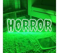 DUOLIYBC Horror Neon Sign - Green LED Wall Light for Halloween Party Decor, USB Powered Dimmable Gothic Accent for Bedroom or Spooky Room Setup, 16.5"×5.7"