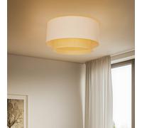 Duolla Boho ceiling light, cream/wood, Ø 60 cm, fabric/rattan