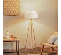 Duolla Boho floor lamp, tripod cream white/rattan