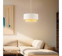 Duolla Boho pendant light, beige/wood, Ø 45 cm, fabric/rattan