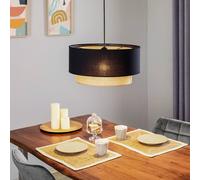Duolla Boho pendant light, black/brown, Ø 45 cm, fabric
