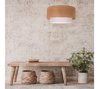 Duolla Boho pendant light, brown/white, Ø 45 cm, fabric