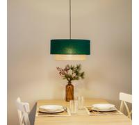 Duolla Boho pendant light, dark green/brown, Ø 45 cm, fabric