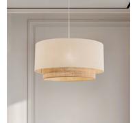 Duolla Boho pendant light, ecru/brown, Ø 60 cm, fabric