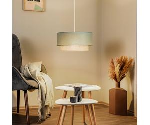Duolla Boho pendant light, sage green/brown, Ø 45 cm, fabric