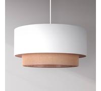 Duolla Boho pendant light, white/brown, Ø 45 cm, fabric