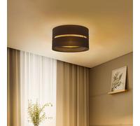 Duolla Duo ceiling light, rattan, Ø 40 cm, black