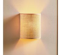 Duolla Jute wall light, brown, fabric, 24 cm high, E27
