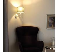 Duolla Roller wall light, fabric, white/sage, reading light
