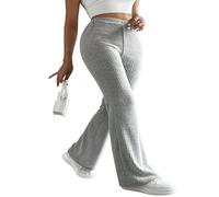 DuomaiJJ Autumn And Winter Wide-Leg Pants Women's Flared Trousers Casual Ribbed Skinny Knit Fashion Trousers-light Gray-s