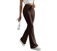 DuomaiJJ Autumn And Winter Wide-Leg Pants Women's Flared Trousers Casual Ribbed Skinny Knit Fashion Trousers-brown-xl